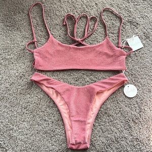 NWT Wave Babe Berry Shimmer Bikini Set size Medium